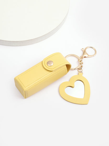 Glass Mirror Keychain Pendant Cross-border Pu Love Lipstick Pack