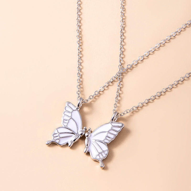 1 Pair Butterfly Pendant Necklace For Women Girls Sisters Friends With Inspirational Friendship Card - HD Wireless Product #2