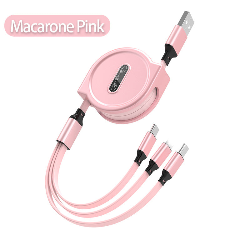 Macaron One-to-three Telescopic Data Cable 3A Fast Charge Three-in-one - 图片 4
