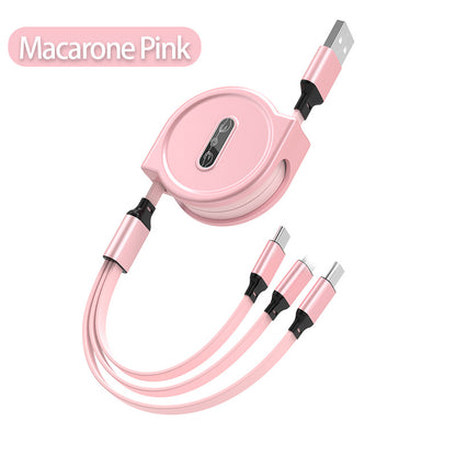 Macaron One-to-three Telescopic Data Cable 3A Fast Charge Three-in-one - 图片 4
