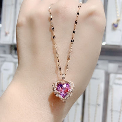 Crystal Ocean Heart Necklace Women's Colorless Clavicle Chain Net Red All-match 7b79cdf5 8726 42d9 96f3 01098e9dc97a