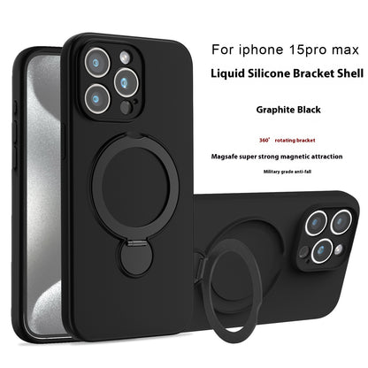 Liquid Silicone Magnetic Bracket Phone Case Applicable Anti-fall - 图片 2