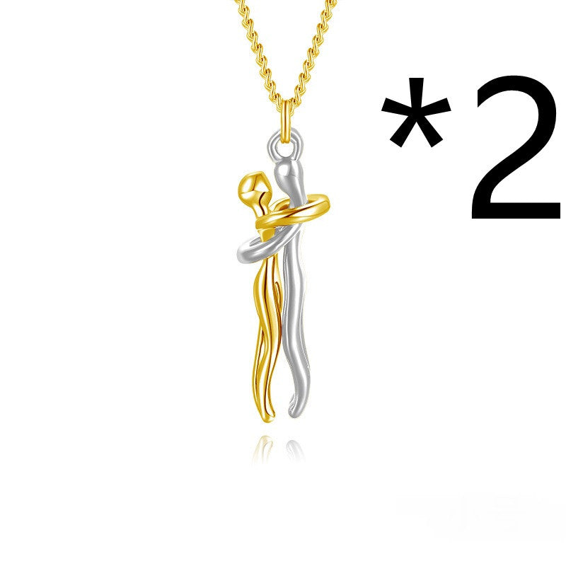 Hot Sale Affectionate Hug Necklace Couples Anniversary Valentine's Day  Gift Fashion Punk Street Style Pendant Necklace 7b832