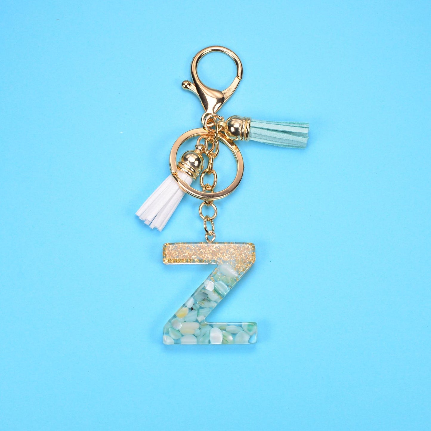 English Alphabet Keychain Tassel Pendant Stone Gold Foil Resin Key 7b8e277f b4cd 4ebd 89b5 9ee366cd3a84