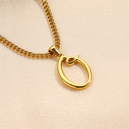 Simple Elegant Necklace Stainless Steel 18K Gold Mini English Letter Pendant 7bcb71ad b5ed 4317 9837 17ff4e8a3768