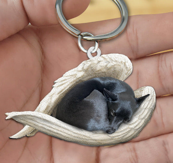 New Unique Dogs And Cats Sleeping Angel Pendant Car Key Ring 7bdf5a11 8dc1 499a b6ac eedd2699e44f