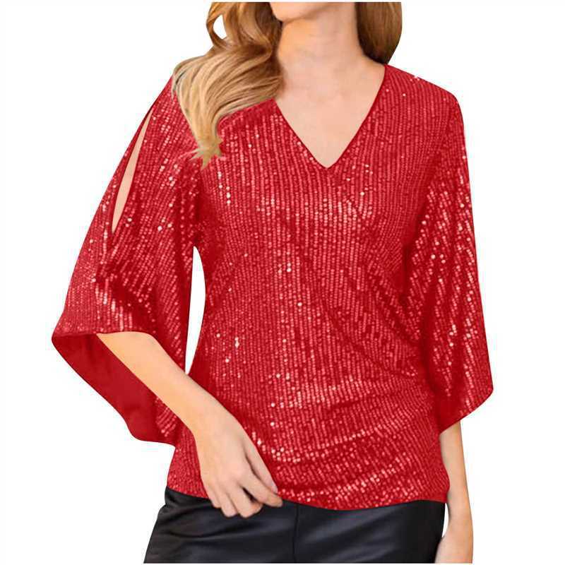 Loose Mid-length Sequined T-shirt Women's Short Sleeve 7bf4dd17 6e52 418a a6ec 5b9e4e4f2fd8