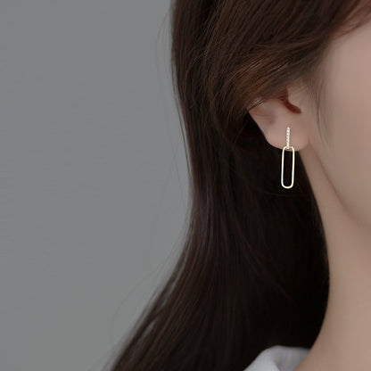S925 Silver Geometric Hollow Line Diamond Oval Earrings Women 7bf8667b 5d73 42f7 9096 9648338165b2