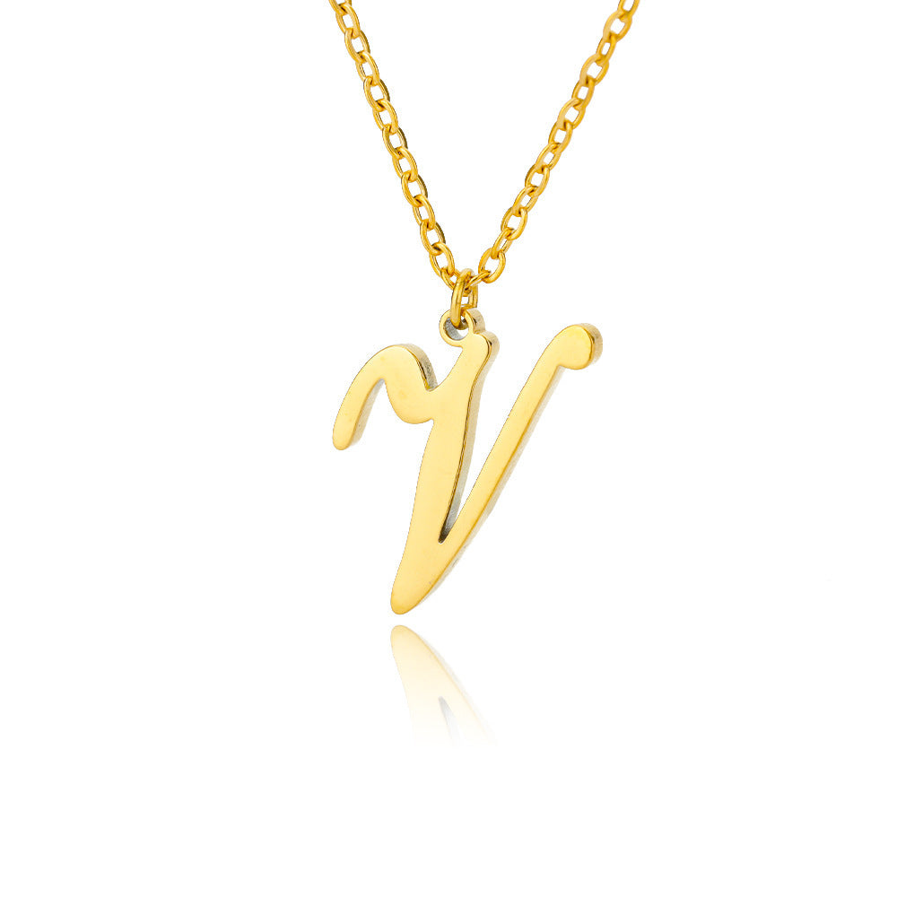 Stainless Steel 26 English Letter Necklace 7c38e0d8 769f 42e7 987e 651442c45314