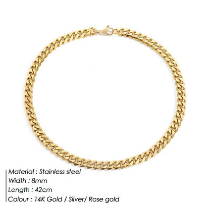 Stainless Steel Necklace 14K Gold Plated Cuban Chain Clavicle Chain 7c476728 b67d 4f8c b72c a4ffecc99953
