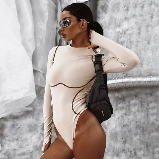 New Style Long-sleeved Round Neck Seamless One-piece Women 7c6f56c1 eb04 45db 8972 82151993ebc3