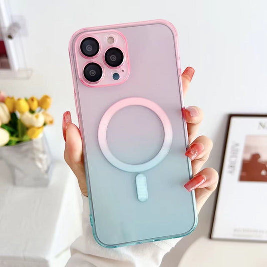 Hot Gradient Two-color Magnetic Phone Case Lens Protector Protective Case - 图片 1