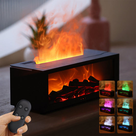 New Flame Aromatherapy Machine Colorful Essential Oil Diffuser Home Large Fog Volume Flame Humidifier 3D Flame Fireplace Mach