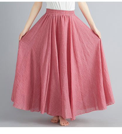 Mori Girl Art Plus Size Cotton And Linen Skirt Elastic Waist Linen A-line Skirt 7cfa99be e912 4031 91ee 050b1ac4de76