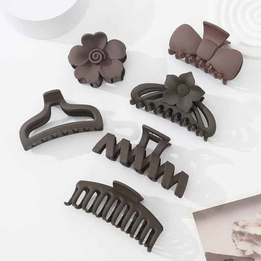 Dark Coffee Color Ladies Hairpin Temperament Pure Color Hair Jaw Clip 7cfbf999 6c91 471a 8898 83da8433d84f