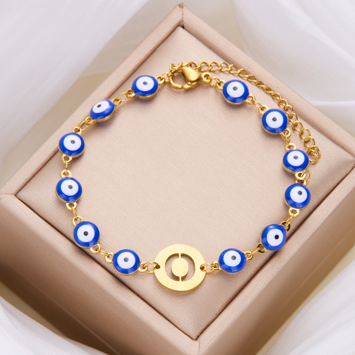 Women's High-grade Stainless Steel Blue Eyes Fashion Hollowed-out 26 Letter Bracelet 7d1f26f1 debc 4827 8ac7 4280b58e124c