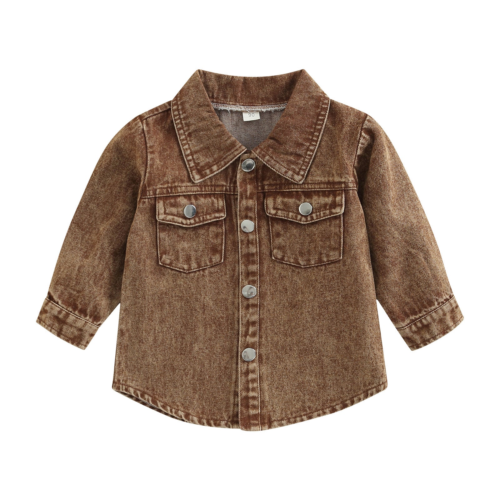 Autumn New Kids' Overcoat Boys Girls Toddlers Casual Solid Color Long Sleeve Lapel Denim Shirt Jacket 7d292aec d8b3 435c bc51
