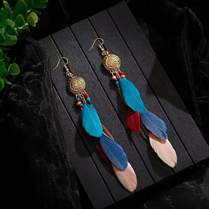 Bohemian Long Feather Earrings Handmade 7d4eb7ac bd84 4ad4 9e99 f556056521a3