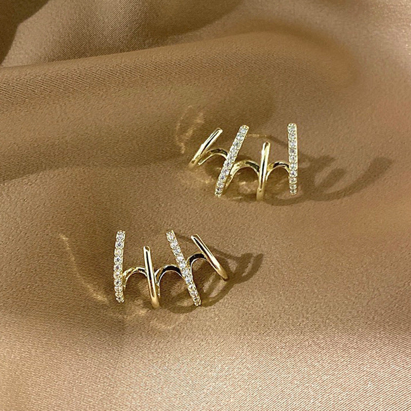 S925 Silver Needle Four-prong Zircon Inlaid Earrings 7d57affe f592 40a6 84be ed7ae43ca86f