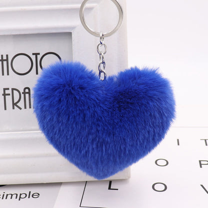 Heart-shaped Fur Ball Keychain Rex Rabbit Plush Car Pendant 7d5932d4 7bbe 47f3 b4a8 fca2de533b09