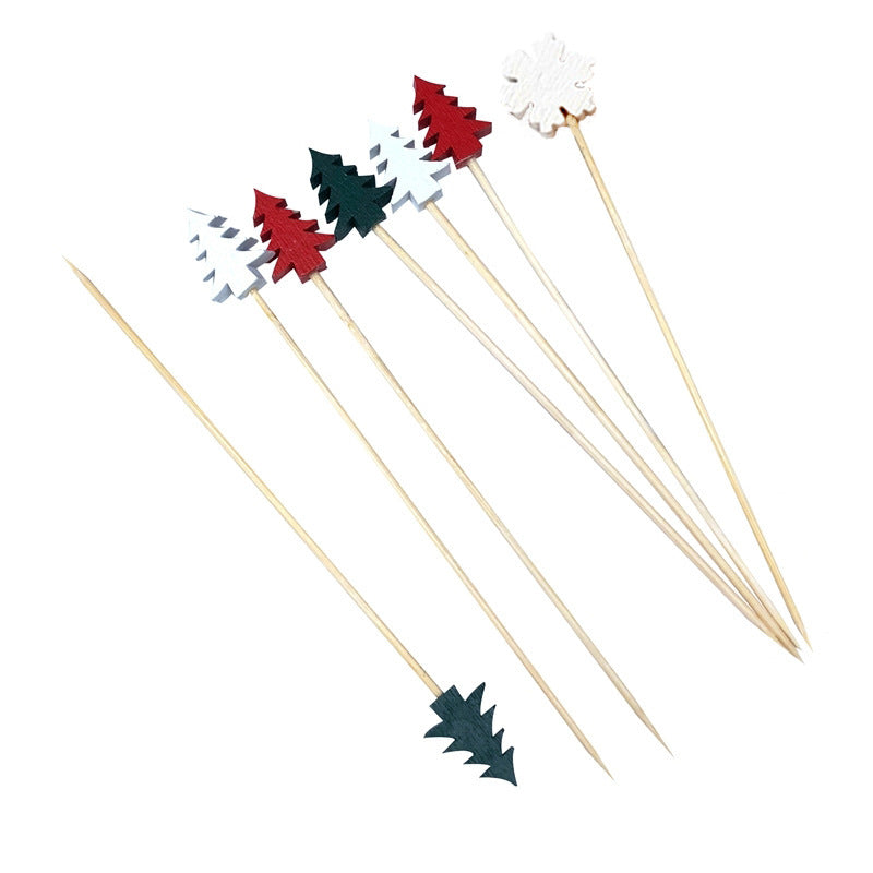 Disposable Christmas Tree Fruit Toothpick Fancy Bamboo String Bamboo Stick Cocktail Art Fruit Fork New 5 Models 7d60c8af 4467