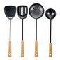 Black Pig Iron Spatula And Soup Spoon Household Non-stick Pan Long Handle Cooking Chef Shovel Colander Beech Handle Classical