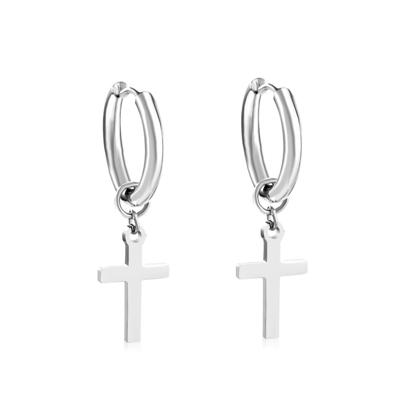 European And American Fashion Stainless Steel Ear Clip Temperament Men's And Women's Cross Earrings 7d9e936e 0c54 4c29 a332 f