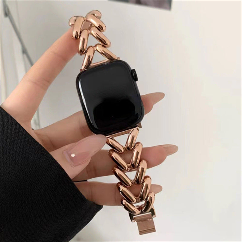 Suitable For Applewatch1 To 8  Single Row V Chain Denim Chain Metal Watch Band 7dacdd42 462d 4585 84fc 5cd3439f2466