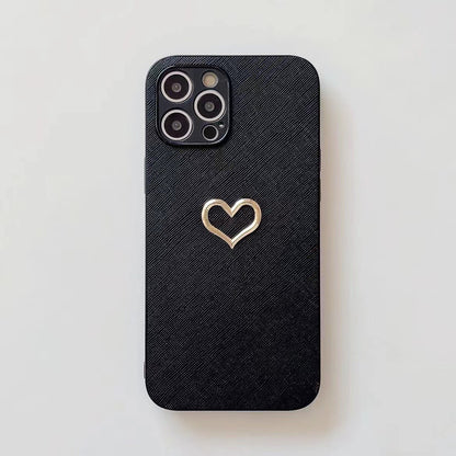 Simple Bronzing Heart Leather Phone Case 7db2ce29 b993 4a47 af4a 9b82b7aa643e