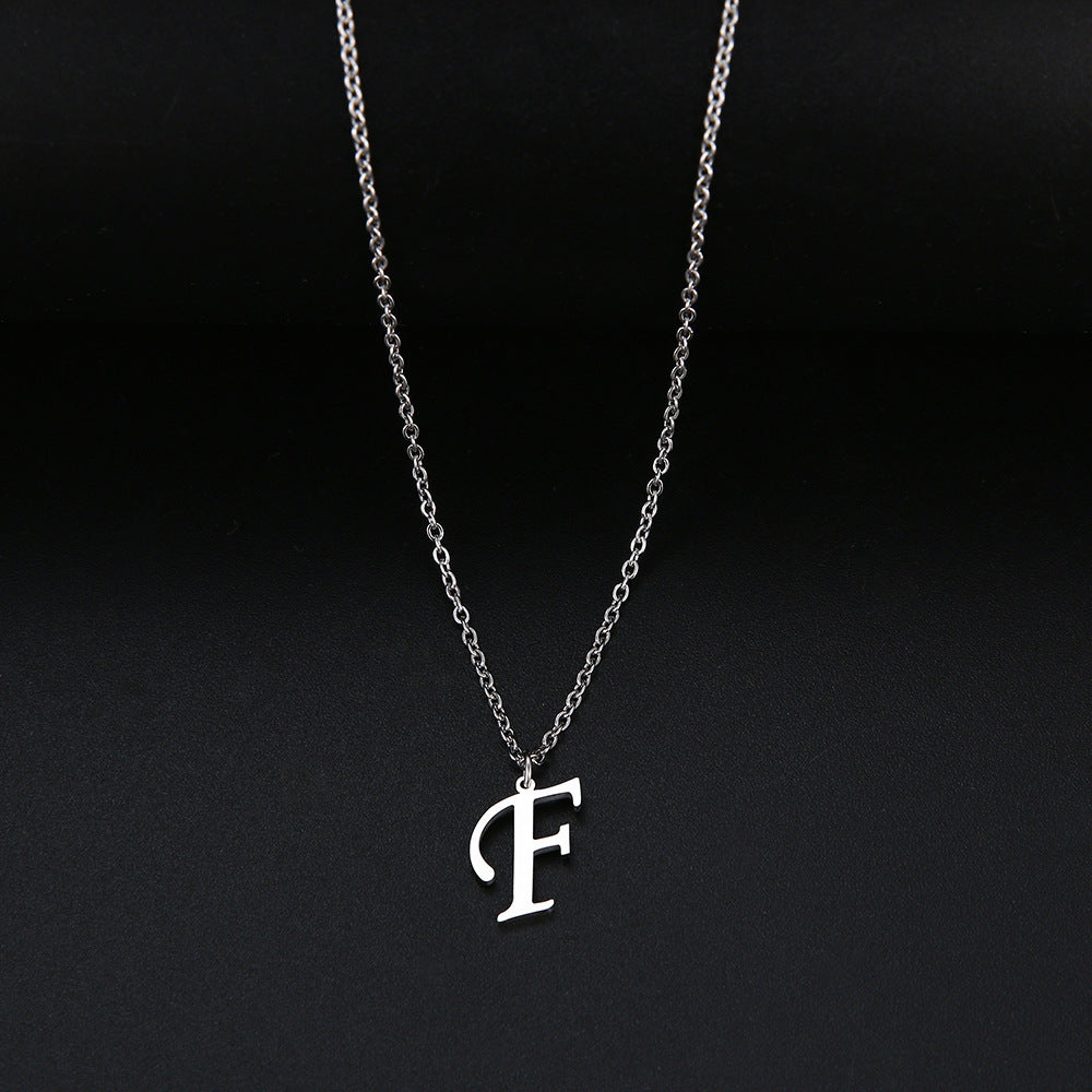 Stainless Steel Accessories Clavicle Chain European And American Titanium Steel Simple 26 English Letter Necklace Female 7dbc
