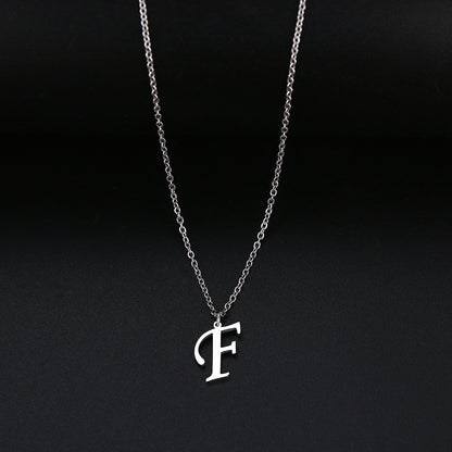 Stainless Steel Accessories Clavicle Chain European And American Titanium Steel Simple 26 English Letter Necklace Female 7dbc