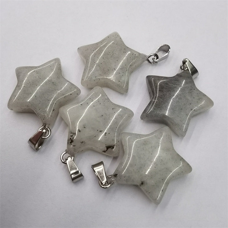 Natural Stone Crystal Agate Shuangbu Face Five-pointed Star Pendant 7e34bffc 9553 4eee 913e 7af8558de6f5 fine