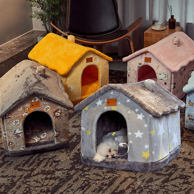Foldable Dog House Pet Cat Bed Winter Dog Villa Sleep Kennel Removable Nest Warm Enclosed Cave Sofa Pets Supplies 7e361819 fa