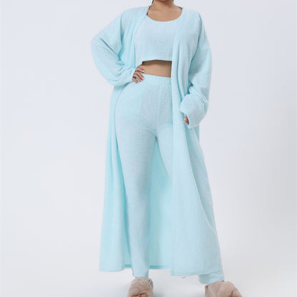 Cozy Pajama Set, 3 Piece Lounge Set, Cute Loungewear, Warm Suit Sets, Matching Set, Lounge Set, 3 Piece Pant Sets, Women Wint