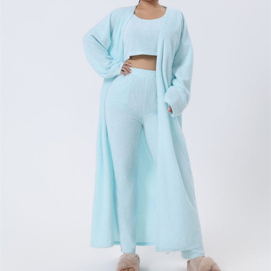 Cozy Pajama Set, 3 Piece Lounge Set, Cute Loungewear, Warm Suit Sets, Matching Set, Lounge Set, 3 Piece Pant Sets, Women Wint
