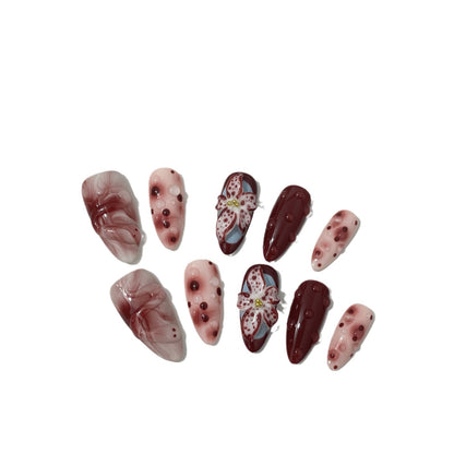 Blooming Hand-painted Three-dimensional Carved White High-grade Mid-length Manicure 7e925eb9 675a 4923 a2f0 95135787c985