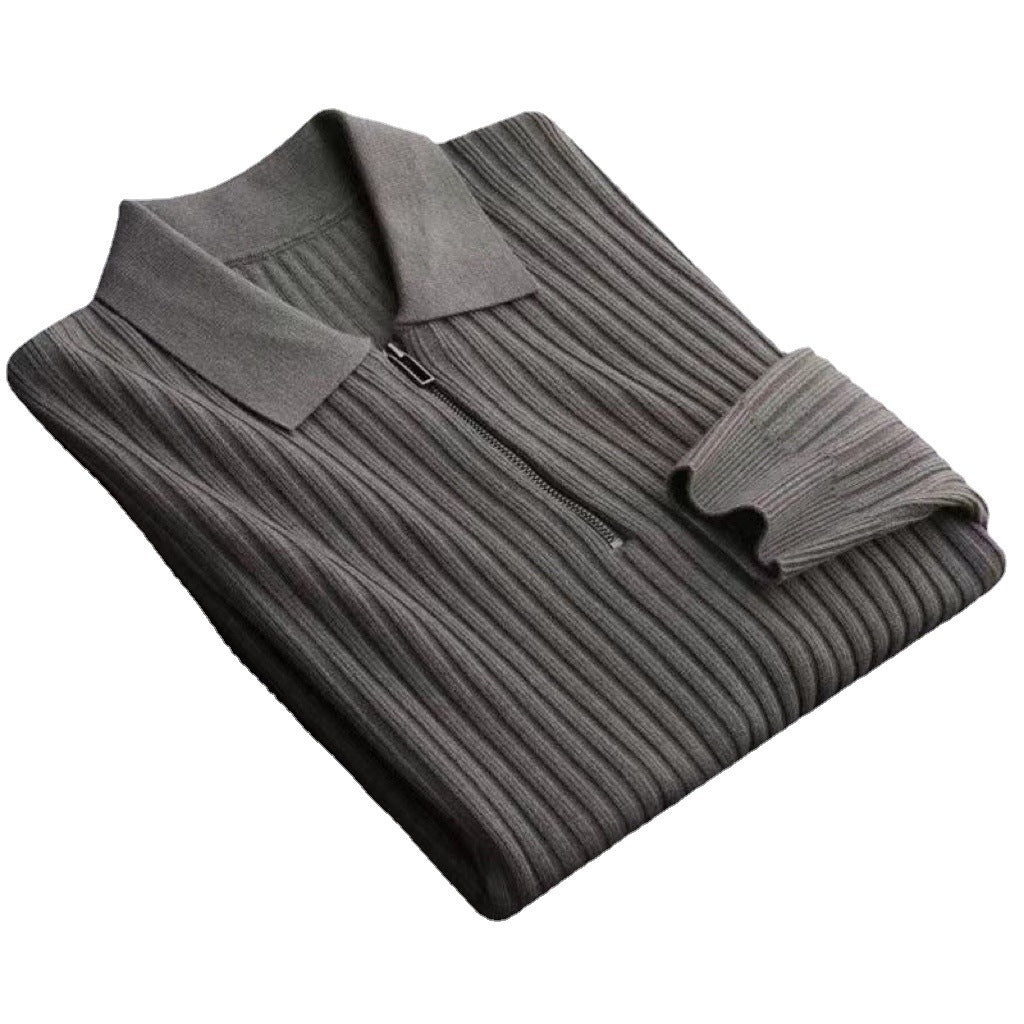Lapel Knitted Polo Shirt Warm Bedford Cord Sweater Men's Half Zipper Knitted Top 7e9e50a2 06ce 4933 a000 76c15e420b5b