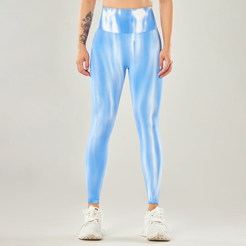 New Tie Dye Aurora Print Sports Pants Seamless High Waisted Fitness Yoga Pants For Women Gym Running Sweatpants Trousers 7ebb