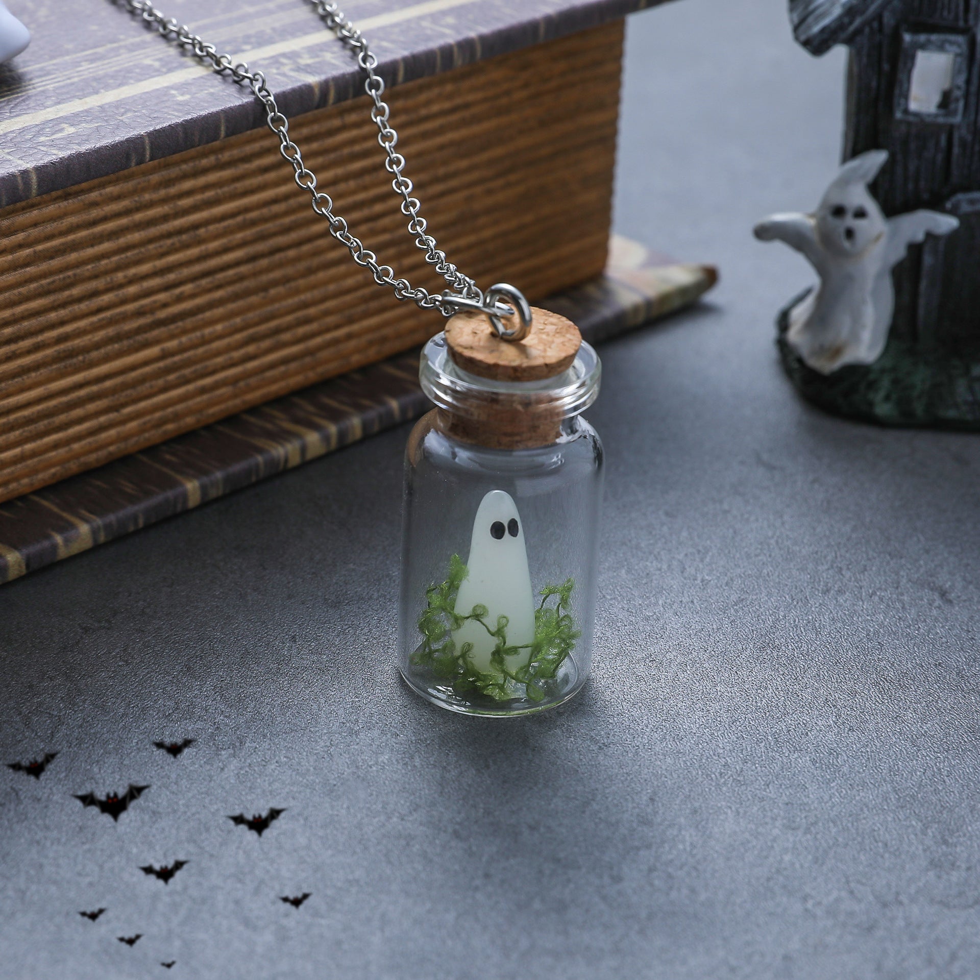 Halloween Style Luminous Ghost Drift Bottle Necklace Earrings 7ed0c9f1 d795 42ce 8a8c 5407c5af6d98
