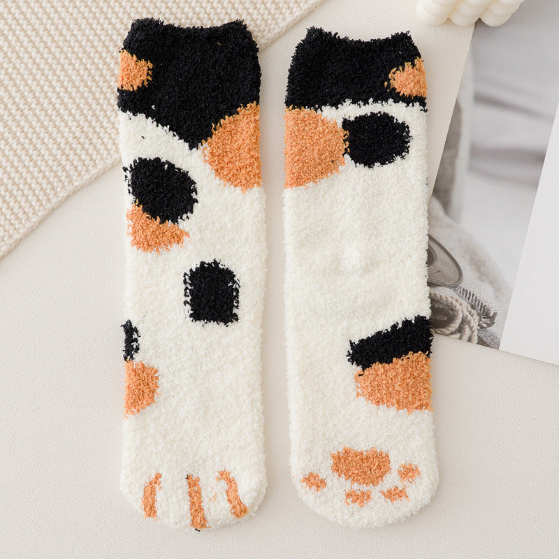 Coral Fleece Socks Women's Mid-calf Length Winter Thickened Fleece Warm Cat's Paw Socks 7ed91ce3 5a73 4063 97ce 8225b94c002e