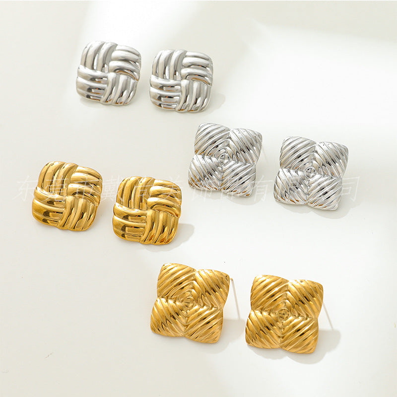 European And American Earrings Square Hollow Square Stainless Steel 7eef0d52 1410 48da 8663 046f91874317