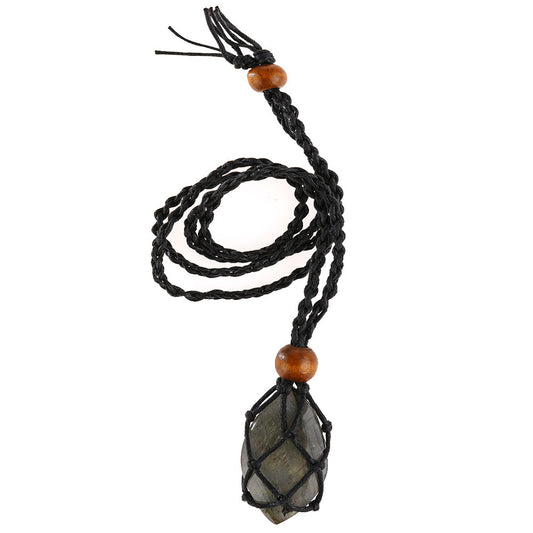 Labradorite Natural Stone Pendant Wrap Braid Necklace Macrame 7f28533f b4cb 4c7d 8fa2 f09397697149