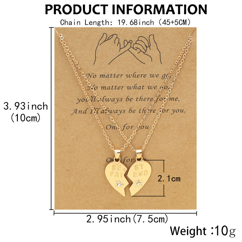 Best Friend Heart Clavicle Chain Friendship Card Necklace 7f42eac9 fc40 4496 a0a3 7a826465c917