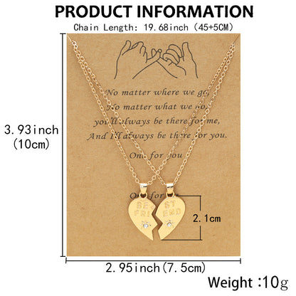 Best Friend Heart Clavicle Chain Friendship Card Necklace 7f42eac9 fc40 4496 a0a3 7a826465c917