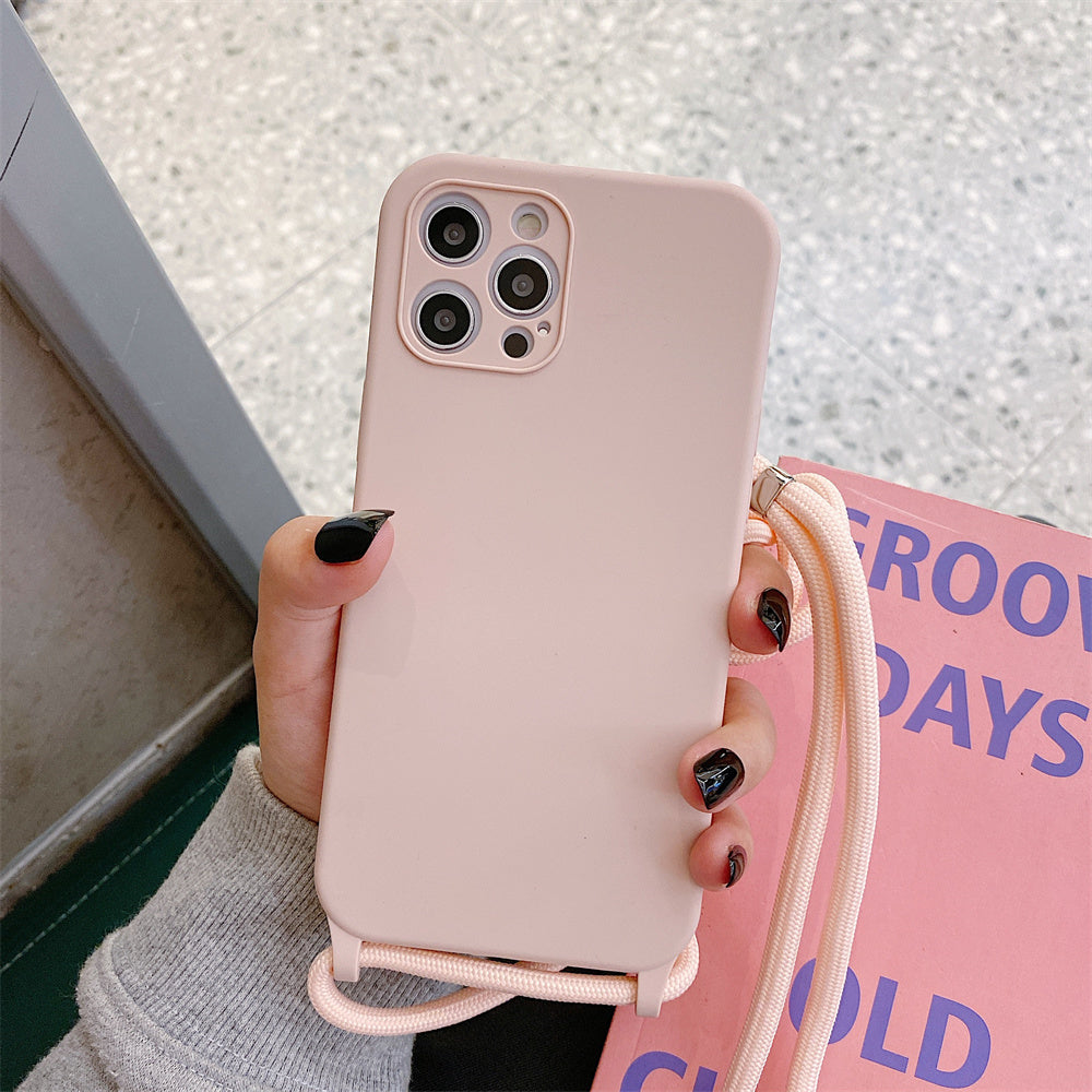 Simple Solid Color Messenger Lanyard Liquid Silicone Fine Hole Mobile Phone Case 7f91dc62 702e 4777 b247 f4abb76a2d43