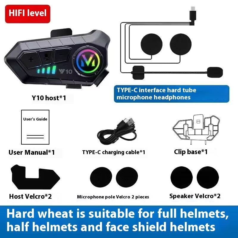 Helmet Bluetooth Headset Y10 Intercom Built-in Integrated Waterproof Motorcycle Take-out Rider Full Face Helmet Half Helmet H