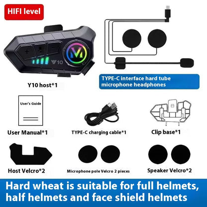 Helmet Bluetooth Headset Y10 Intercom Built-in Integrated Waterproof Motorcycle Take-out Rider Full Face Helmet Half Helmet H