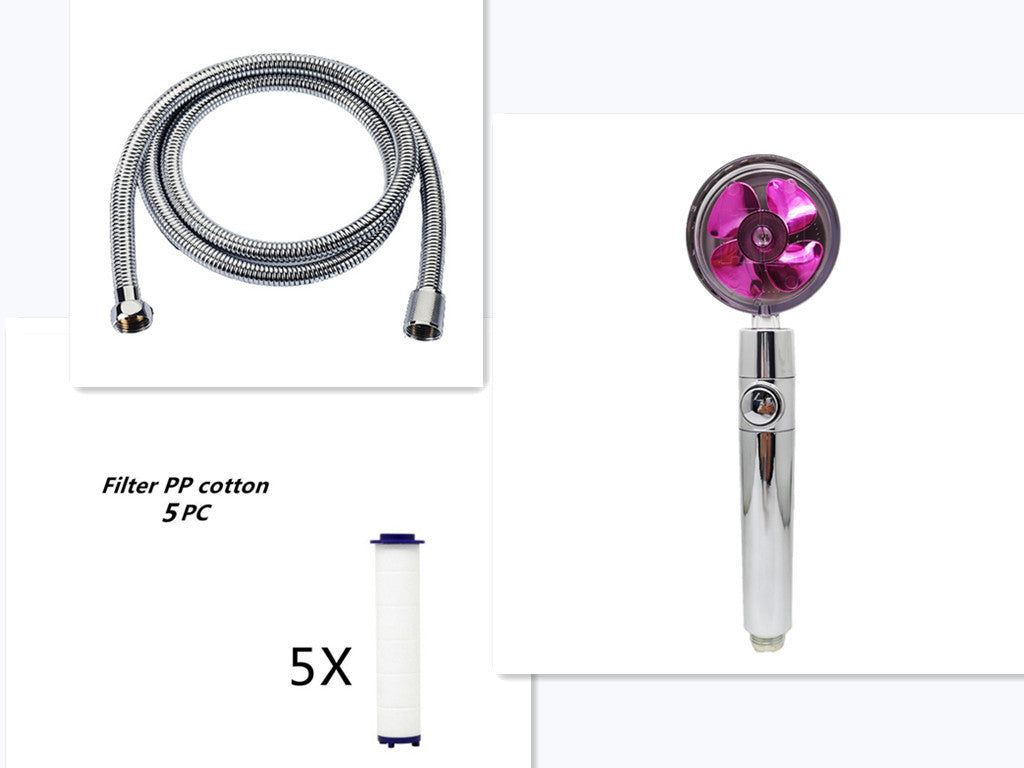 Propeller Driven Shower Head With Stop Button And Cotton Filter Turbocharged High Pressure Handheld Shower Nozzle 7faf89b5 64