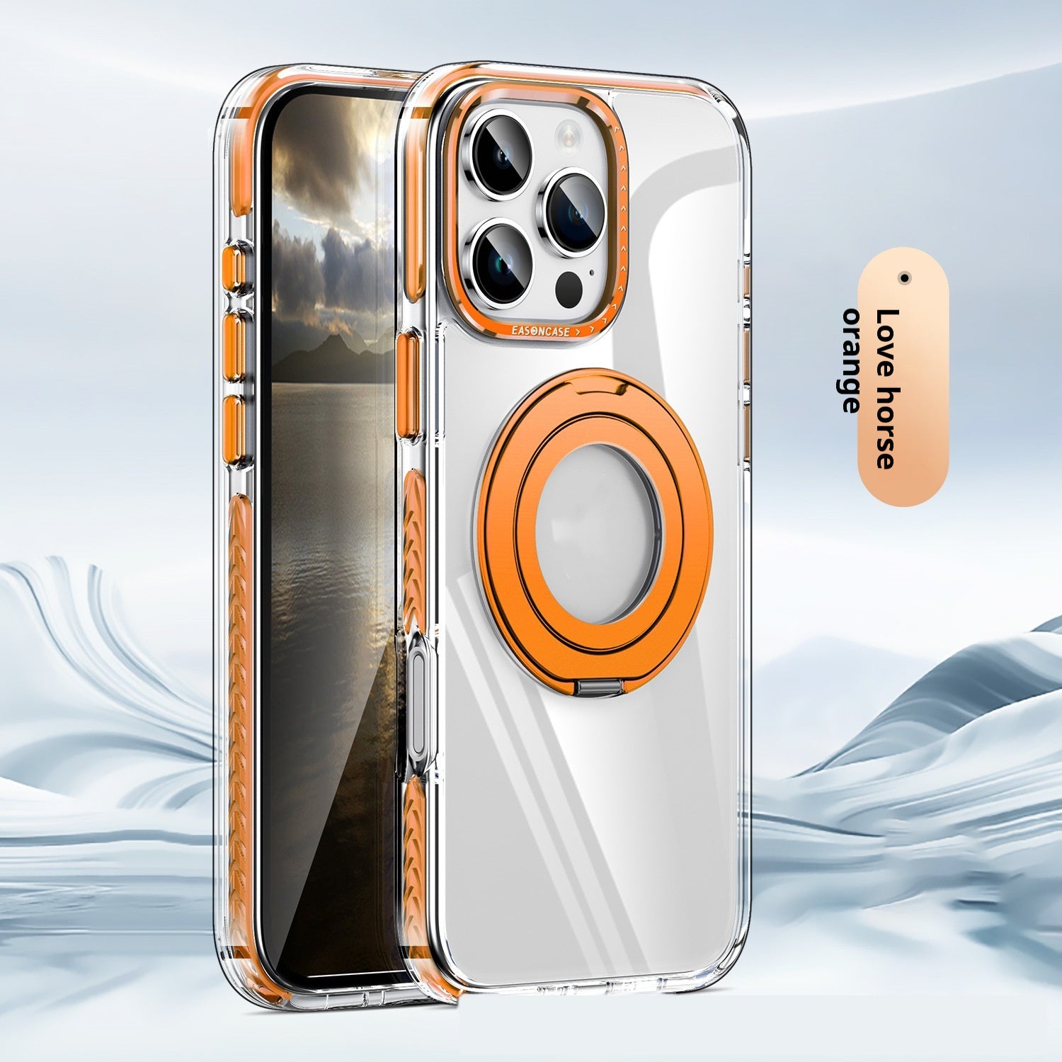 Phone Case Transparent 360 Magnetic Rotating Bracket Drop-resistant - 图片 6