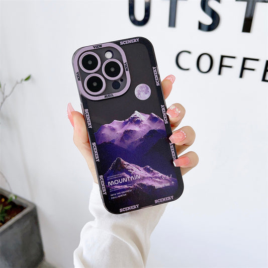 New Dark Purple Apple 14 Phone Case Landscape Mountain Peak 7fd1adcb 2123 4f39 82dd b7d7b789c0be